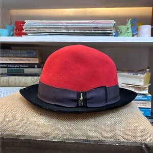Stylish Red and Black Fedora Hat